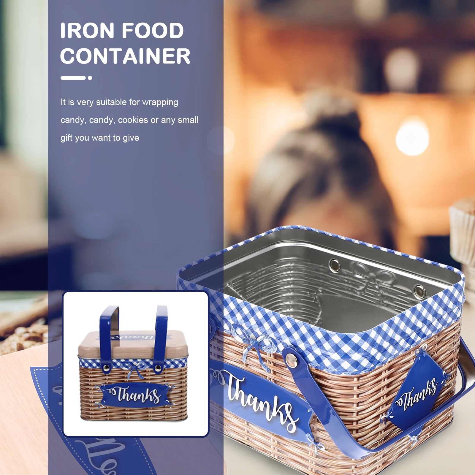 

Iron Cake Boxes Metal Pastry Containers Gift Tins Storage Rectangle Cookie Box Wrought Food Container Lid Design Portable H