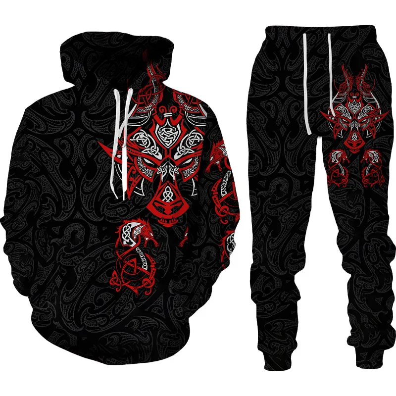 Dragon 3D Printed Men's Sweatshirt Hoodies Set Men's Animal Tracksuit Pullover Jacket Pants Sportswear Autumn Winter Male Sets