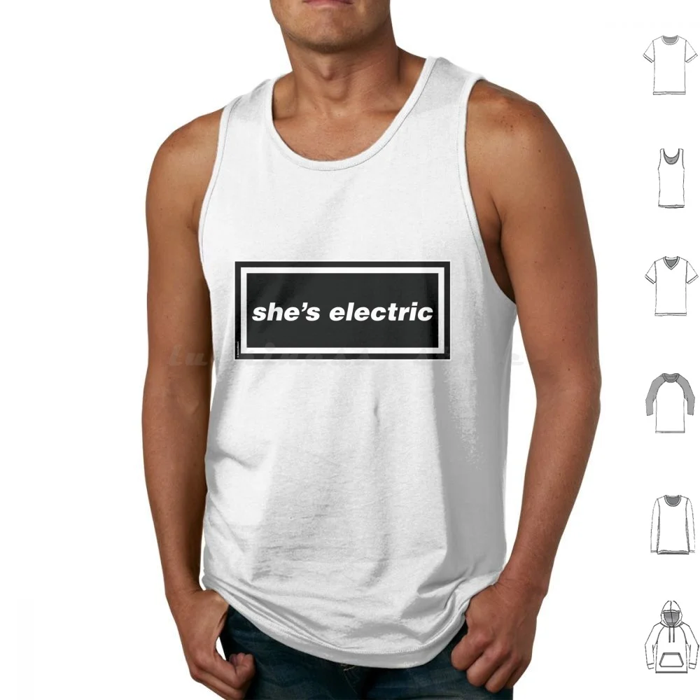 She's Electric-Gallagher 90s Band Artwork Tank Tops Vest Sleeveless Liam Gallagher Noel Gallagher Wonderwall Live