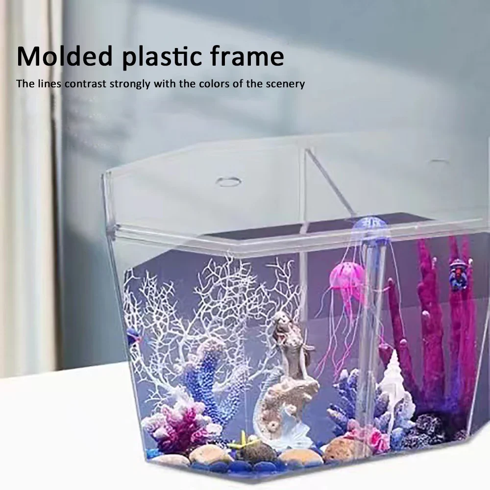 Transparent Acrylic Betta Fish Tank, Double-grid Rhombus Guppy Aquarium, Hatching and Breeding Isolation Box