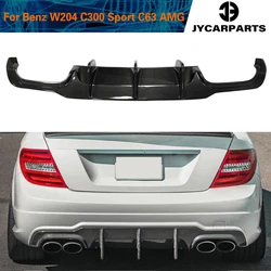 Rear Bumper Diffuser Lip Spoiler for Mercedes-Benz C-Class W204 C63 AMG C300 Sport Sedan Coupe 2008 - 2014 Carbon Fiber / FRP