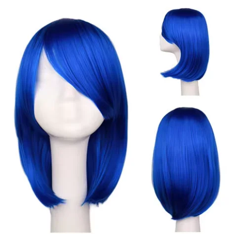 Película Coraline Cosplay peluca puerta mamá juego de rol azul pelo corto Cosplay peluca para Halloween carnaval fiesta