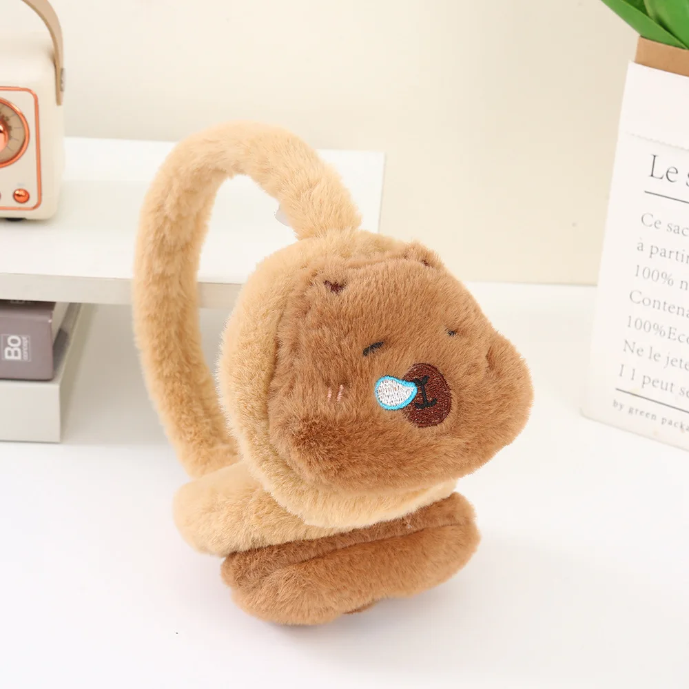 Cubierta para los oídos de capibara de dibujos animados para niños y niñas para mantener el calor en invierno, cubierta para los oídos resistente al viento y al frío para estudiantes