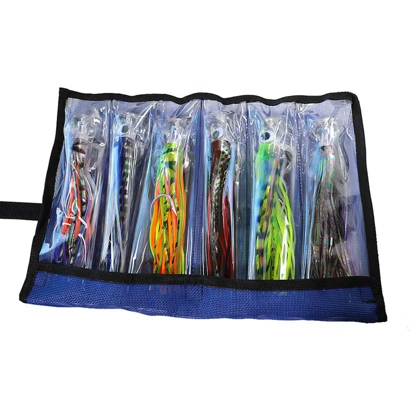 

Skirted Fishing Lure 9" Marlin Tuna Lure Kit Rigged with 10/0 Hook 6pcs/set Fishing Trolling Lure