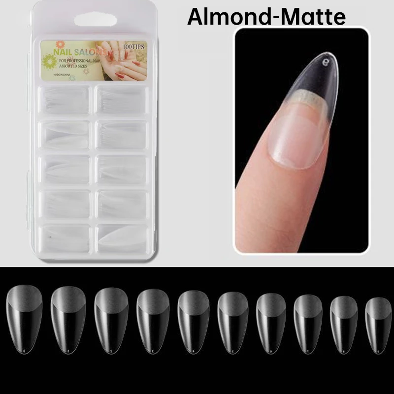 100Pcs Full Cover Press On Nail Tips Stiletto Almond Square Coffin French False Fake Soak Off Gel Nail Extension Tips Capsule