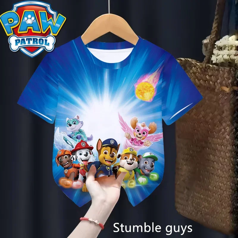 طفل تي شيرت للبنين بنات أطفال قمصان طفل قصير الأكمام باو باترول تي شيرت مطبوع طفل ثلاثية الأبعاد الكرتون سونيك المحملة القمم الملابس