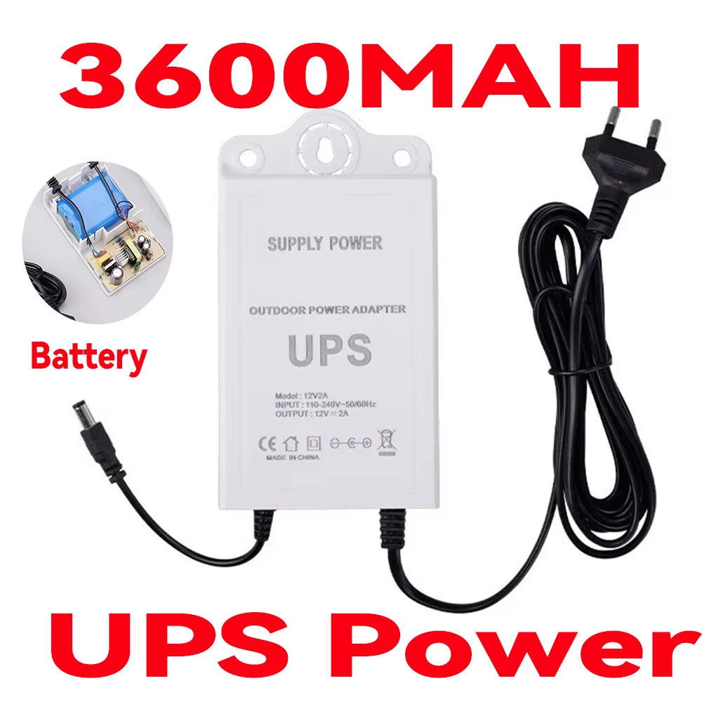 UPS Power Adapter DC12V 2A 3600mah Battery Camera Battery Power Waterproof  Security UPS Monitoring Power Outage Endurance