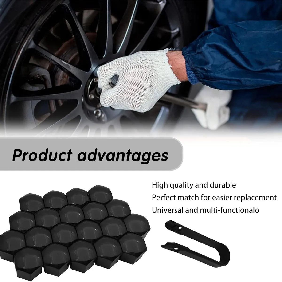 YONGRUN 20PCS Automotive Wheel Hub Screw Cover 17mm/19mm/21mm Black Plastic Dustproof And Rust Proof Nut Protective Cover