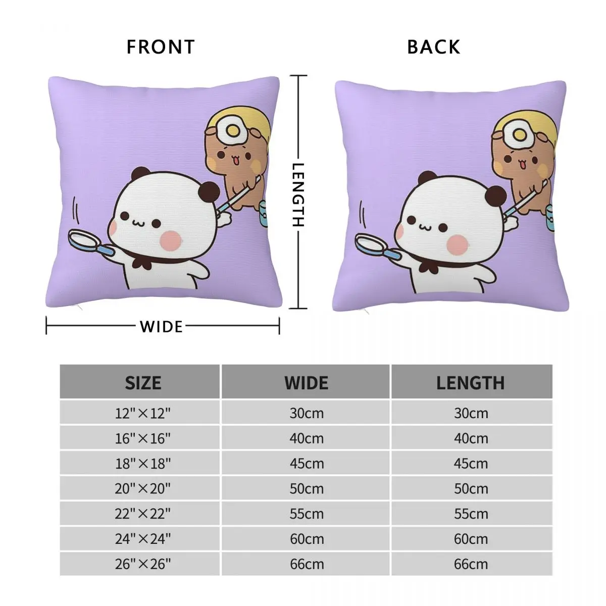 Panda Bear Bubu And Dudu Couple Square Pillowcase Pillow Cover Polyester Cushion Decor Comfort Throw Pillow for Home Car