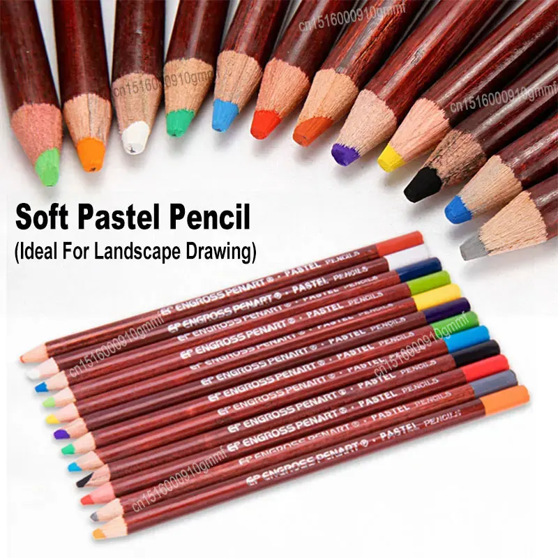 

12Pcs Set Colored Soft Pastel Pencils 4.0mm Lead Wooden Handle For Skin Tints Portrait Landscape Art Drawing Sketching Graffiti