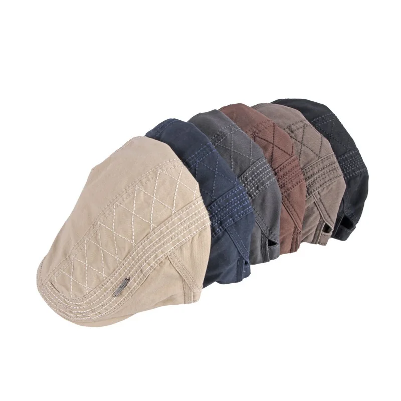 Boina plana informal para hombre y mujer, gorro de algodón puro con visera, color liso, para primavera y verano