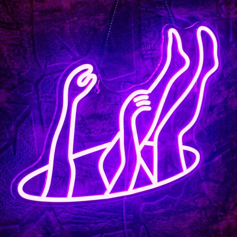 Falling Man Neon Sign Fall Falling into Hole Neon Light Purple LED Light Wall Decor Bedroom Home Bar Man Cave Game Room Party