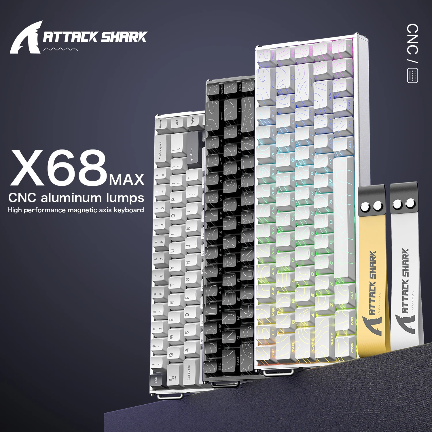 X68MAX ATTACK SHARK High-Performance Magnetic Switch Gaming Keyboard 8KHz Wired for Pro Esport 0.005mm RT Web Driver RGB X68HE