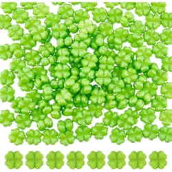 200Pcs Clover Bead Faceted Acrylic Clover Beads St. Patrick's Day Shamrock Opaque Acrylic Beads Small Four Leaf Clover Beads