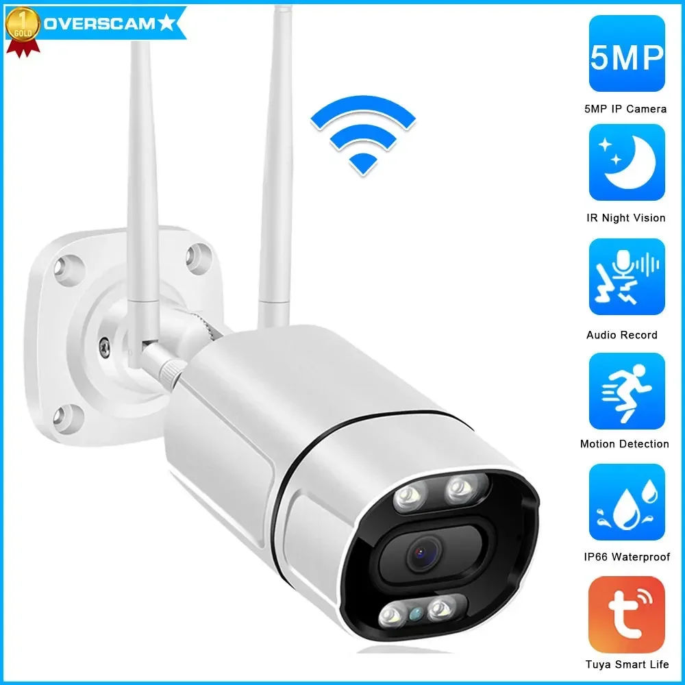 

5MP IP Camera Wifi Outdoor Surveillance Home Securtiy Protection CCTV Wi Fi Camara Video Wi-Fi Waterproof Tuya Smart Life IP Cam