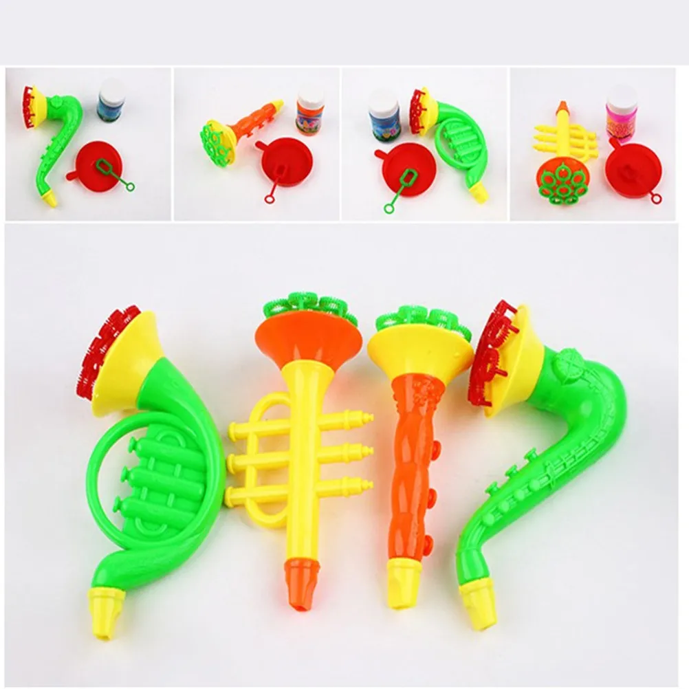 4Set Trumpet-Shaped Bubble Ergonomic Smooth Curve Design Portable Outdoor Indoor Party Favor Gift Birthday
