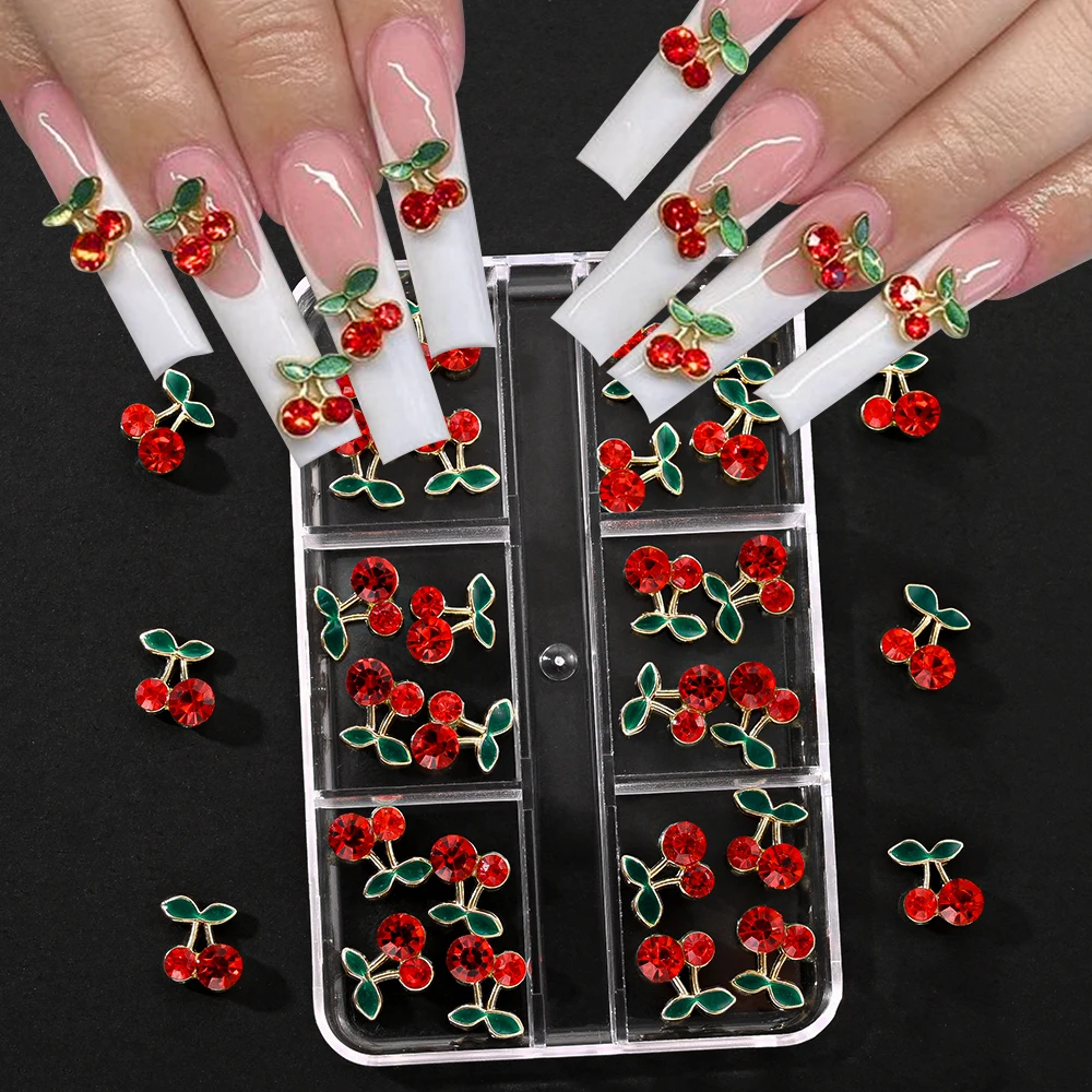 20/24/32 stücke Strass Rote Kirsche Nagel Charms 3D Rosa/Rot Kirsche Nail art Kristall Edelstein Dekoration Koreanische mode Nagel Zubehör