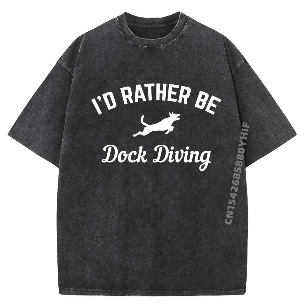 

I D Rather Be Dock Diving Belgian Malinois Dutch Shepherd Graphic Tee Shirt Meme Tshirt Breathable Washed Shirt