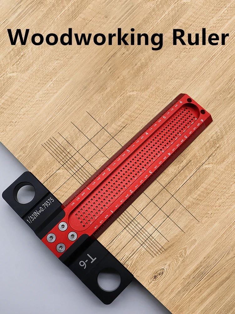 6/12 INCH Woodworking Scribe T-type Square Hole Scribing Ruler Crossed-out Line Drawing Marking Gauge Carpenter Measuring Tool