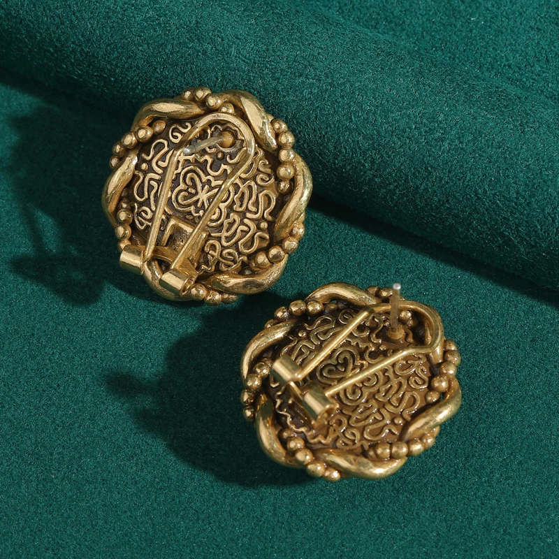 

Vintage White Turquoise Jewelry Earrings Round Flower Antique Gold Color Woman Elegant Gift Daily Formal Wedding Occasion 2025