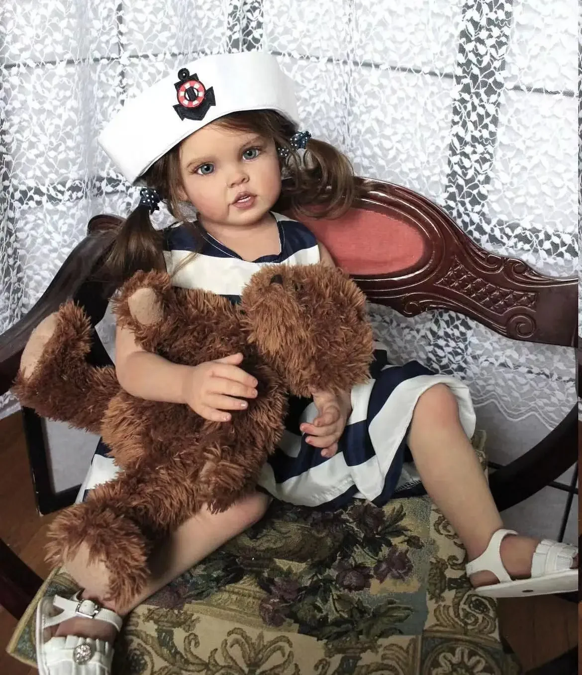 Artista dipinto personalizzato 29''Bambino enorme ragazza rinata bambino Cressida con capelli radicati a mano 100% fatto a mano / 18 mesi Dres