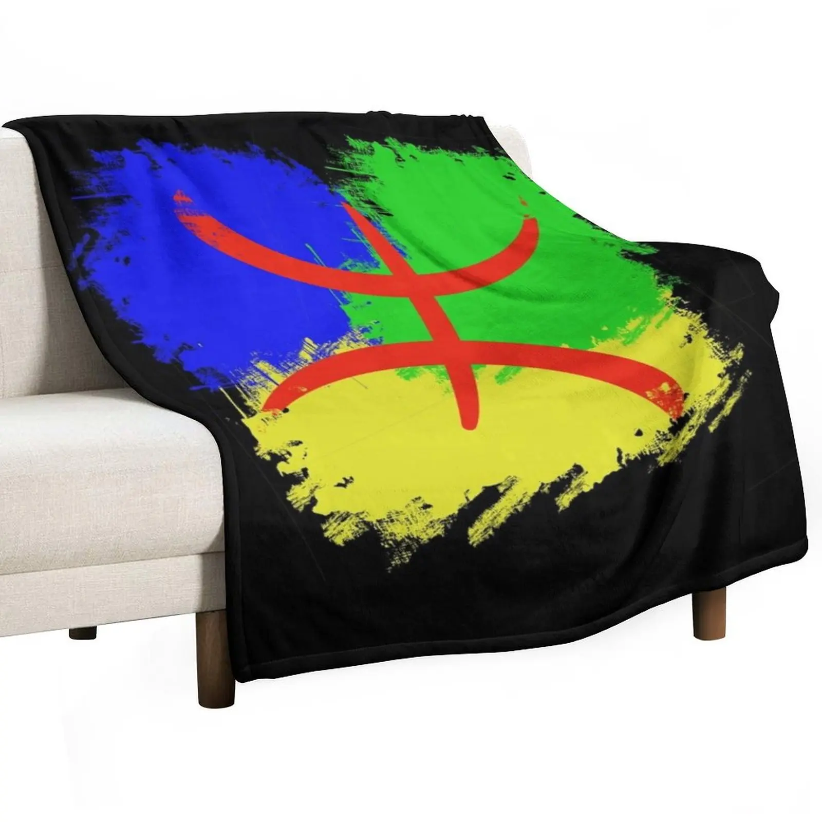 Berber Flag, Amazigh Flag Throw Blanket Picnic Polar Soft Plush Plaid Decorative Throw Travel Blankets