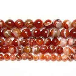 Natural Stone AAAA Quality Red Sardonyx Agate Round Loose Beads 6 8 10 12MM Pick Size For Jewelry Making