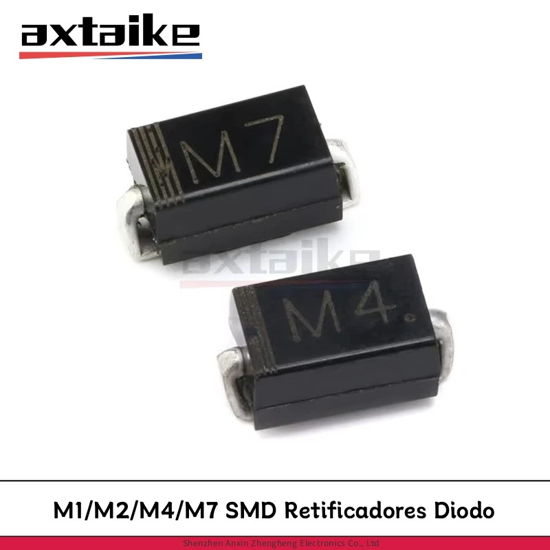 100PCS M1 M2 M4 M7 SMA 1N4001 1N4002 1N4004 1N4007 DO-214AC 1A 100V 200V 400V 1000V IN4001 IN4004 IN4007 Retificadores Diodo SMD