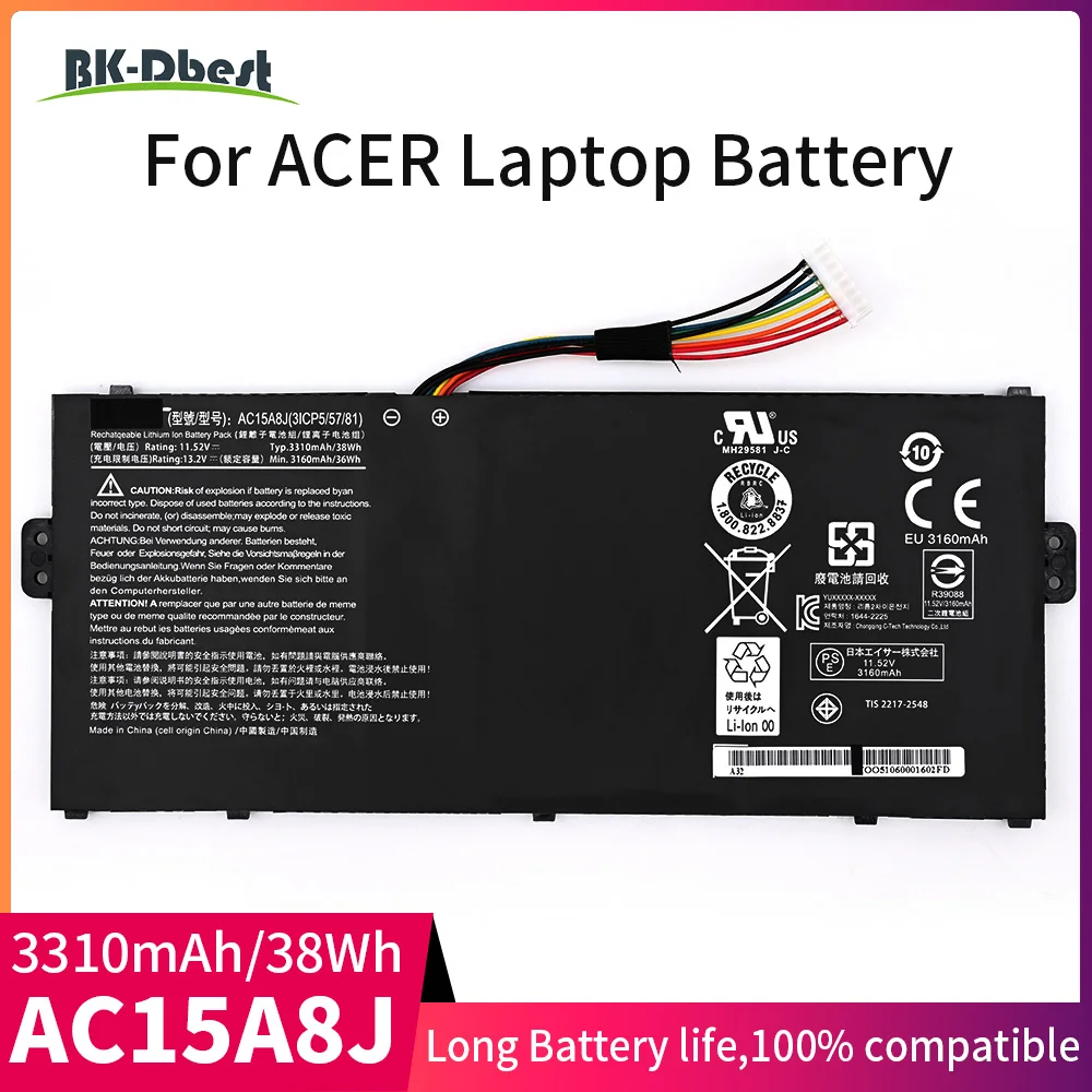 

BK-Dbest Replacement 10.8V 36W Genuine Laptop Battery AC15A3J AC15A8J Battery for Acer Chromebook R11 CB5-132T C738T CB3-131