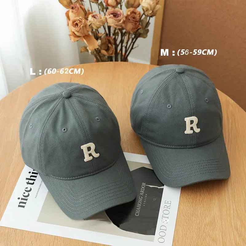 Unisex Big Size 62cm Cotton Casual Baseball Caps Solid Color Letter R Outdoor Riding Head Cap for Mens 4 Season Wear Hat Male