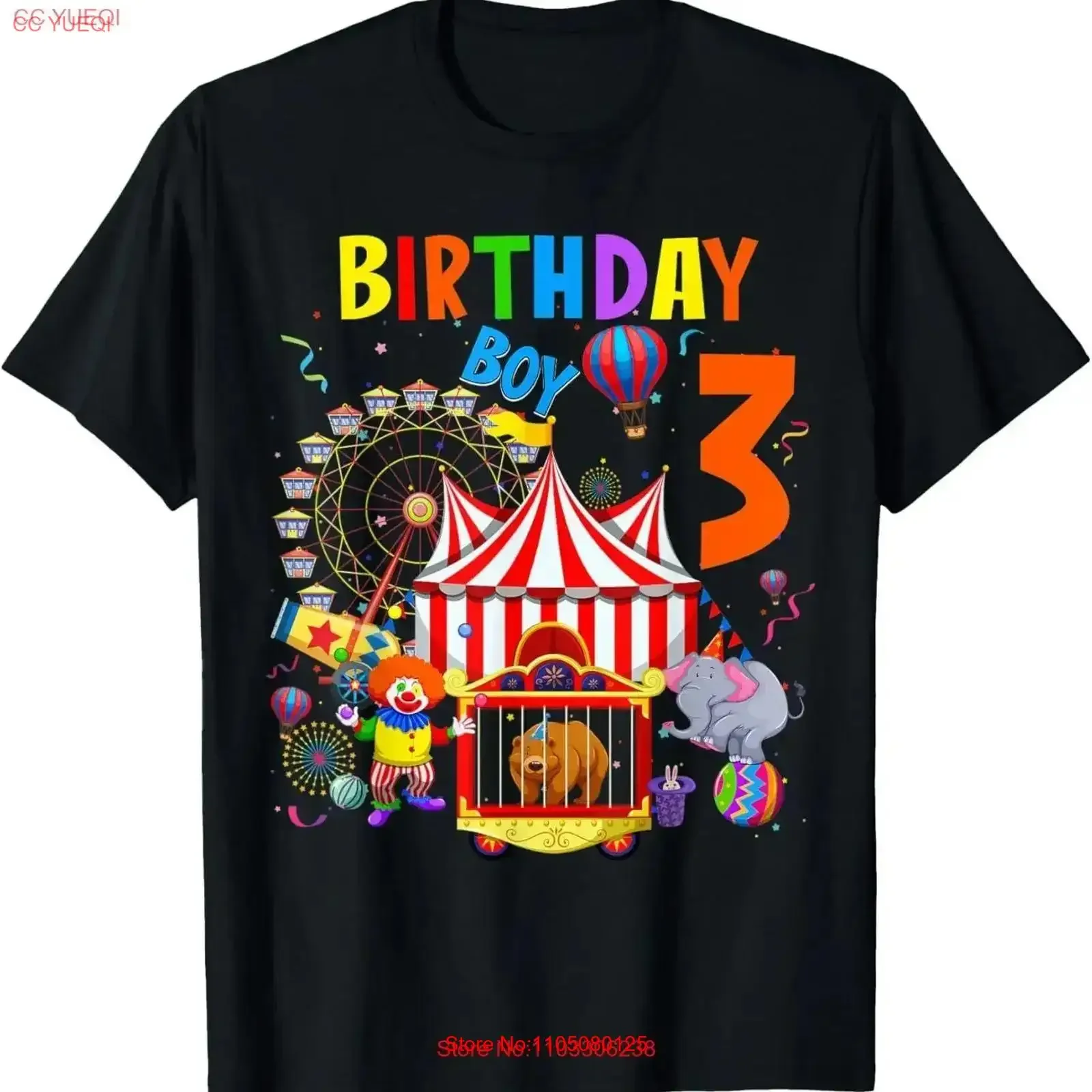 

Kids 3rd Birthday Boy Themed 3 Year Old Circus Carnival Bday T Shirt vintage Washed streetwear Slightly homme Stretched Casual