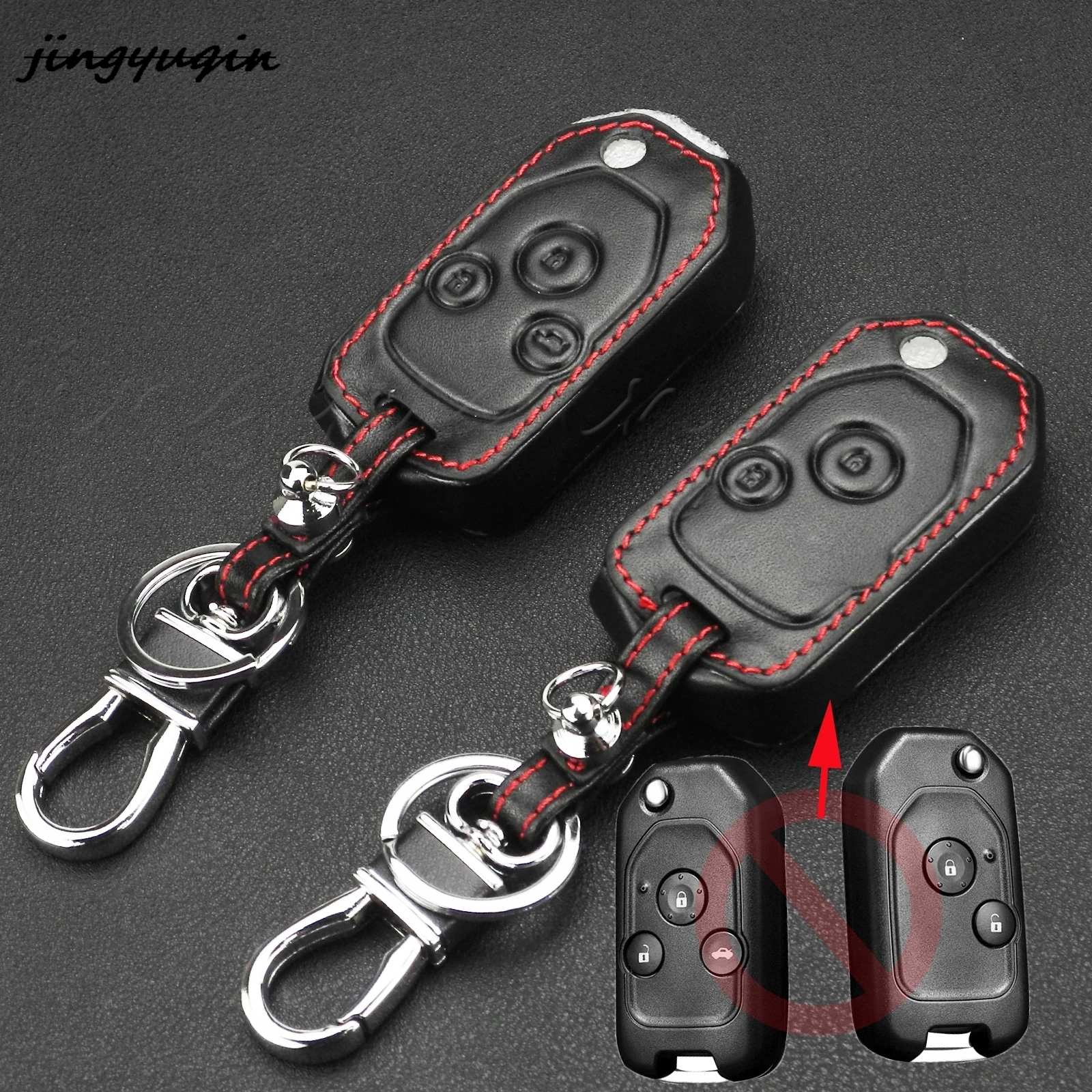 

jingyuqin 10pcs/lot 2 Buttons Remote Car Key Cover Case Leather protect shell For Honda Accord fit Odyssey Civic