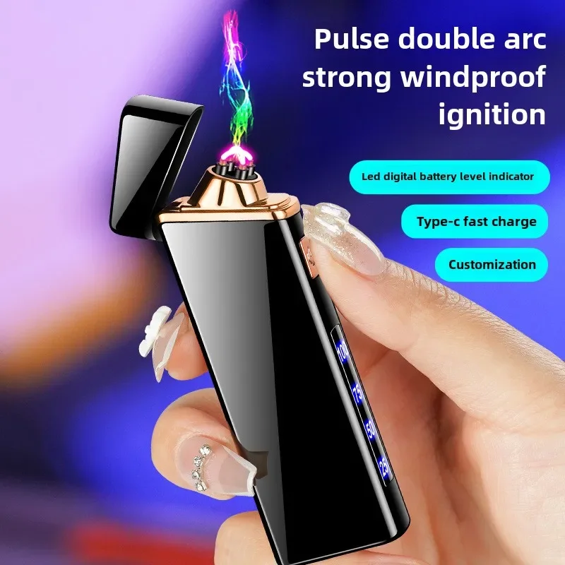 

Creative Arc Charging Lighter, Windproof Type-c Fast Charging, Pulse Cigarette Lighter, Double Arc Electronic Lighter