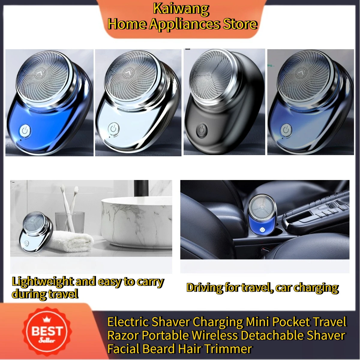 

1 Pcs Rechargeable Electric Shaver Mini Portable Shaver Wireless Fast Charging Travel Men's Car Shaver Head Facial Beard Trimmer