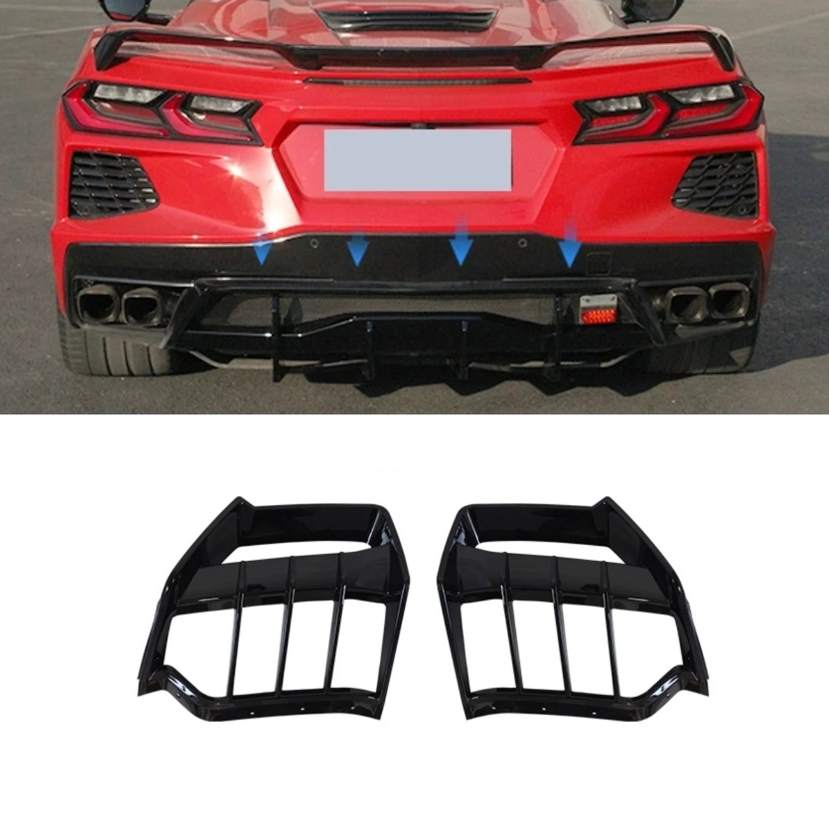 

Car Rear Bumper Lip Splitter Diffuser Spoiler Bumper Protector For Chevrolet Corvette C8 2020-2025 Body Kit Car Accessories