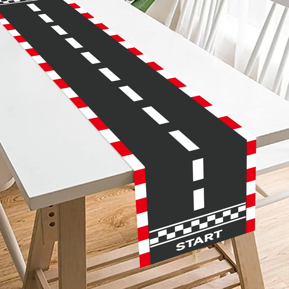 Racing Car Birthday Party Supplies Checkered Tablecloth Racetrack Table Runner Table Covers Boy Race Car Themed Party Decoration