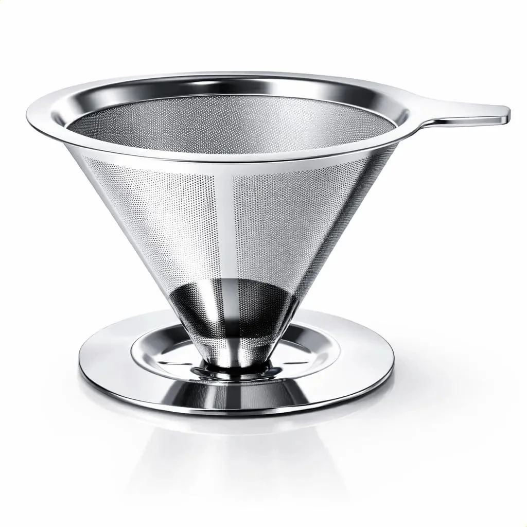 304 Stainless Steel Coffee Filter Paperless Large With Base Reusable Filter Single Cup Fine Mesh Coffee Maker Home Made Tools