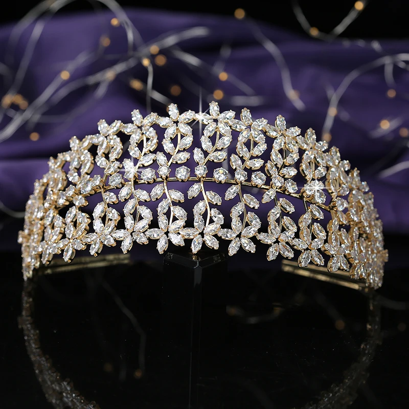 Crown HADIYANA Leave Shpes Design For Women Wedding Hair Accessories Party Tiaras And Crowns Zircon BC5166 Valentine's Day Gift