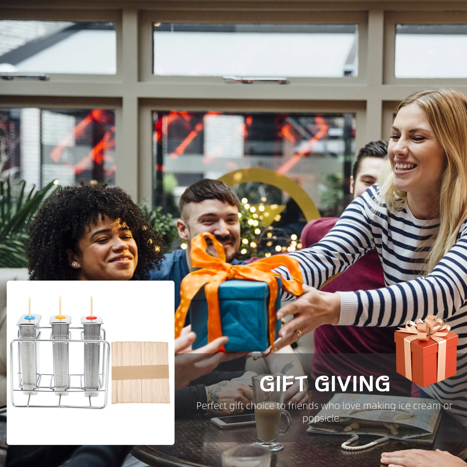 

1Set Stainless Steel Ice Cream Mold with 50 Wood Sticks Popsicle Maker for Homemade DIY Summer Ice Pops Easy Clean