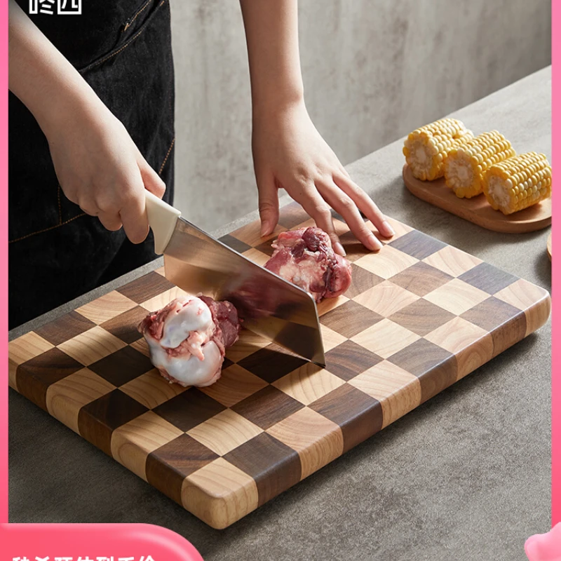 

Thai Acacia wood chopping board Household antibacterial and mildew proof checkerboard fruit cutting board kitchen cutting board