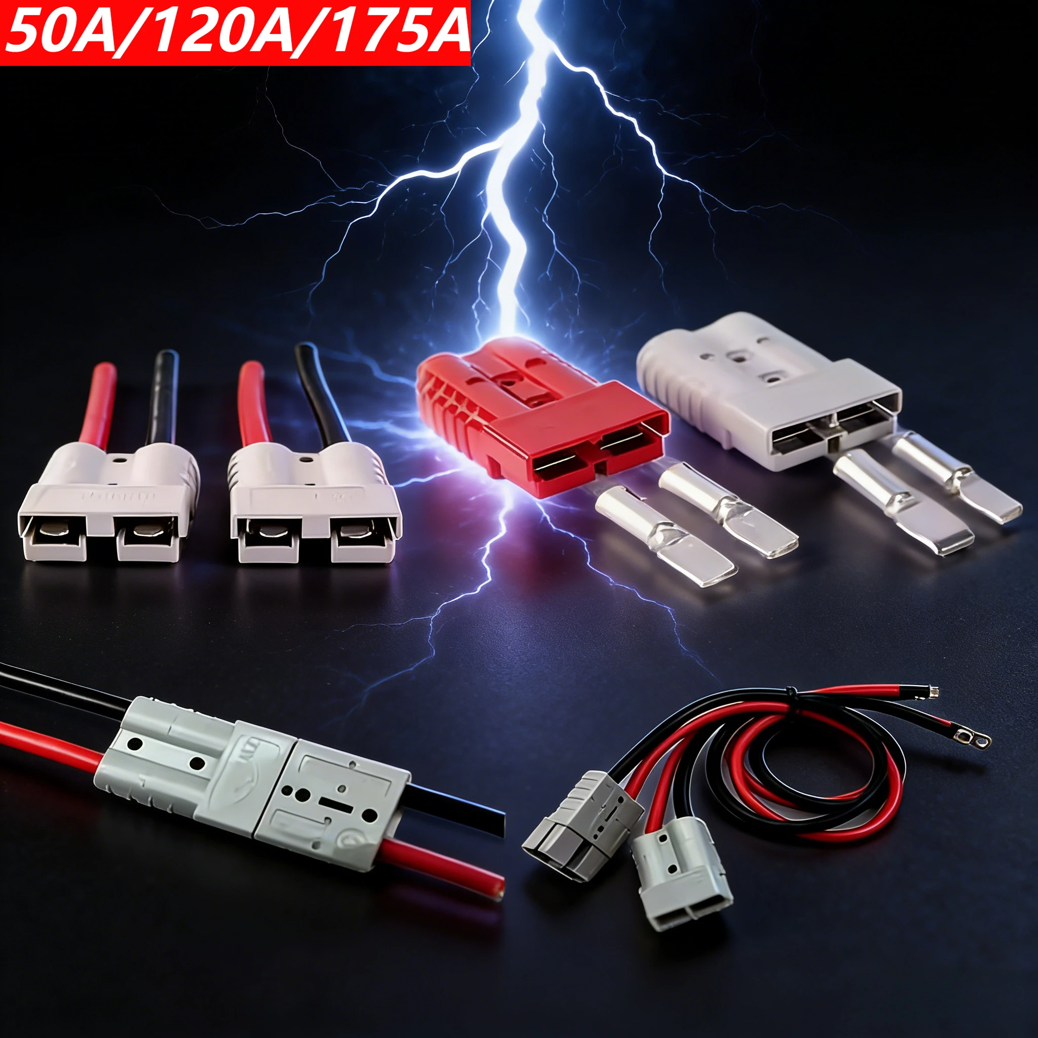 10AWG 50A 120A 175A  And eson 1to2 Splitter Connector Solar Battery Harness Disconnect for Forklift Charging Cable Quick Connect