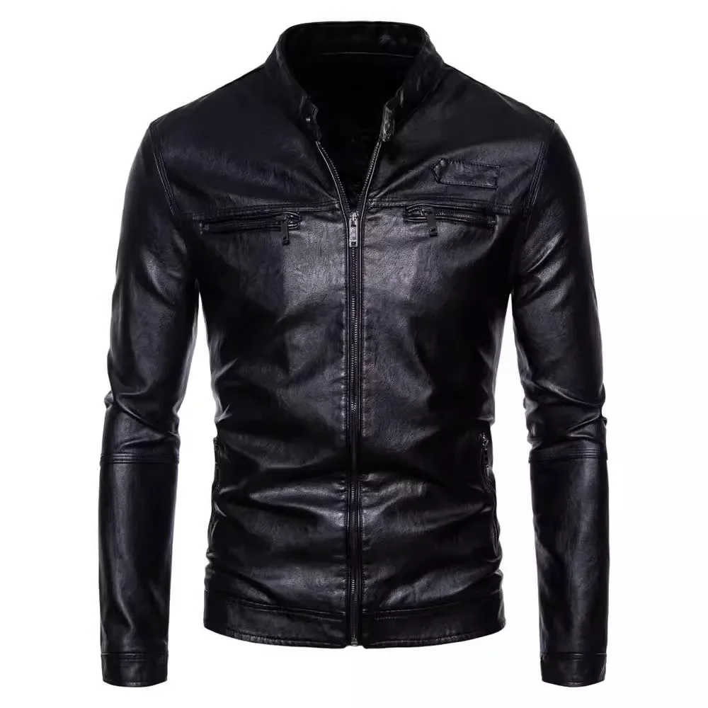 Vintage Steampunk Zipper Mens Designer Jacket Coats 2025 Autumn Winter Warm Fleece Motor Biker PU Leather Jacket for Men Outwear