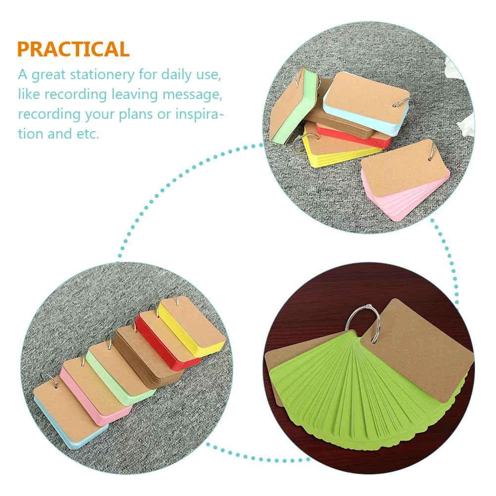 

5 Books Blank Flash Cards Colored Index Cards with Iron Ring Portable Note Pads for Vocabulary Study Planning Gift Student