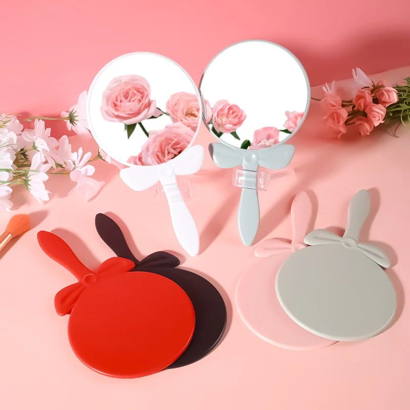 10 Pcs Creative Women Girl Bow Round Handheld Cosmetic Mirror ,Beauty Gift Makeup Mirror, Portable In Bag