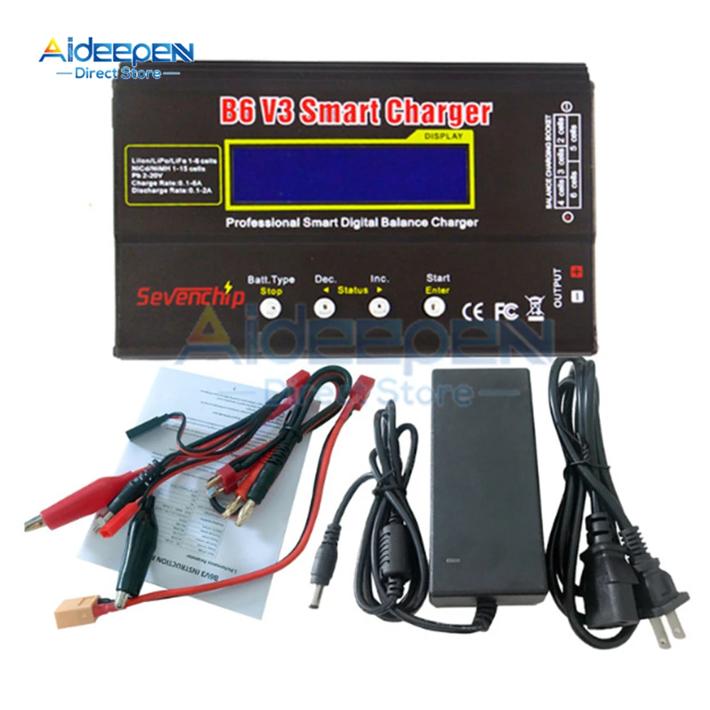 iMAX B6 V3 80W 6A 2S-6S Battery Charger LiHv Lipo NiMh Li-ion Ni-Cd Digital RC Charger Lipro Balance Charger Discharger+Adapter