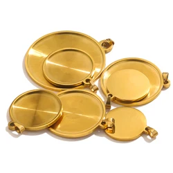 5pcs Burnish Stainless Steel Blank Cabochon Base Setting Charms Pendant PVD 18K Gold 20 25 30 40mm Jewelry Making Supplies