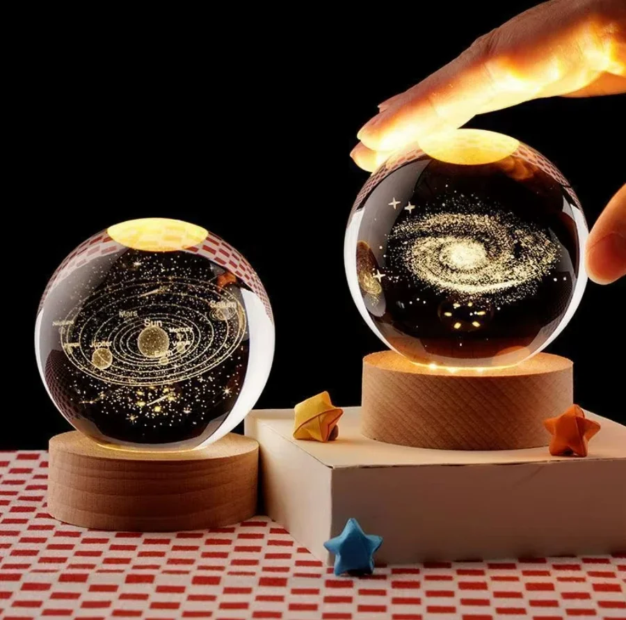 جديد عيد الميلاد هدايا عيد الميلاد 6 سنتيمتر كريستال الكرة LED ضوء الليل USB كوكب زحل الزجاج المجال مصباح لغرفة النوم الاطفال هدية ديكور المنزل #4