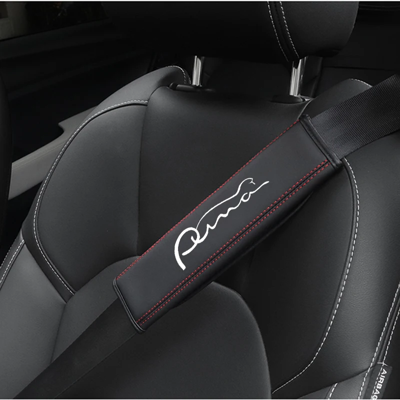 Ford Puma, emblema Focus Fiesta Mondeo Fusion Kuga Edge ST Line 1pc Cowhide Car Interior Seat Belt Protector Cover For car Auto