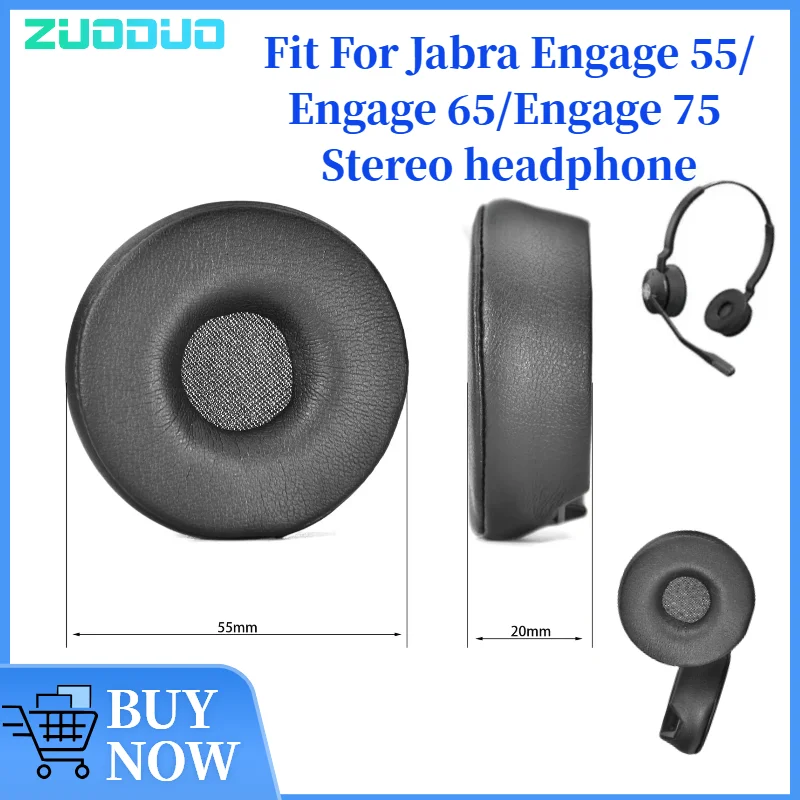 

ZUODUO Replacement Protein Leather Ear Pads Cushion Cover Earpads for Jabra Engage 55/Engage 65/Engage 75 Stereo Headset