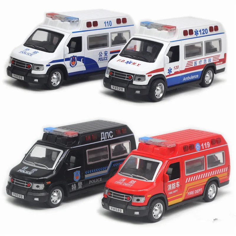 1:24 alloy pull back rescue car model,fire car toy,simulation sound and light,new children\'s toys gifts,wholesale